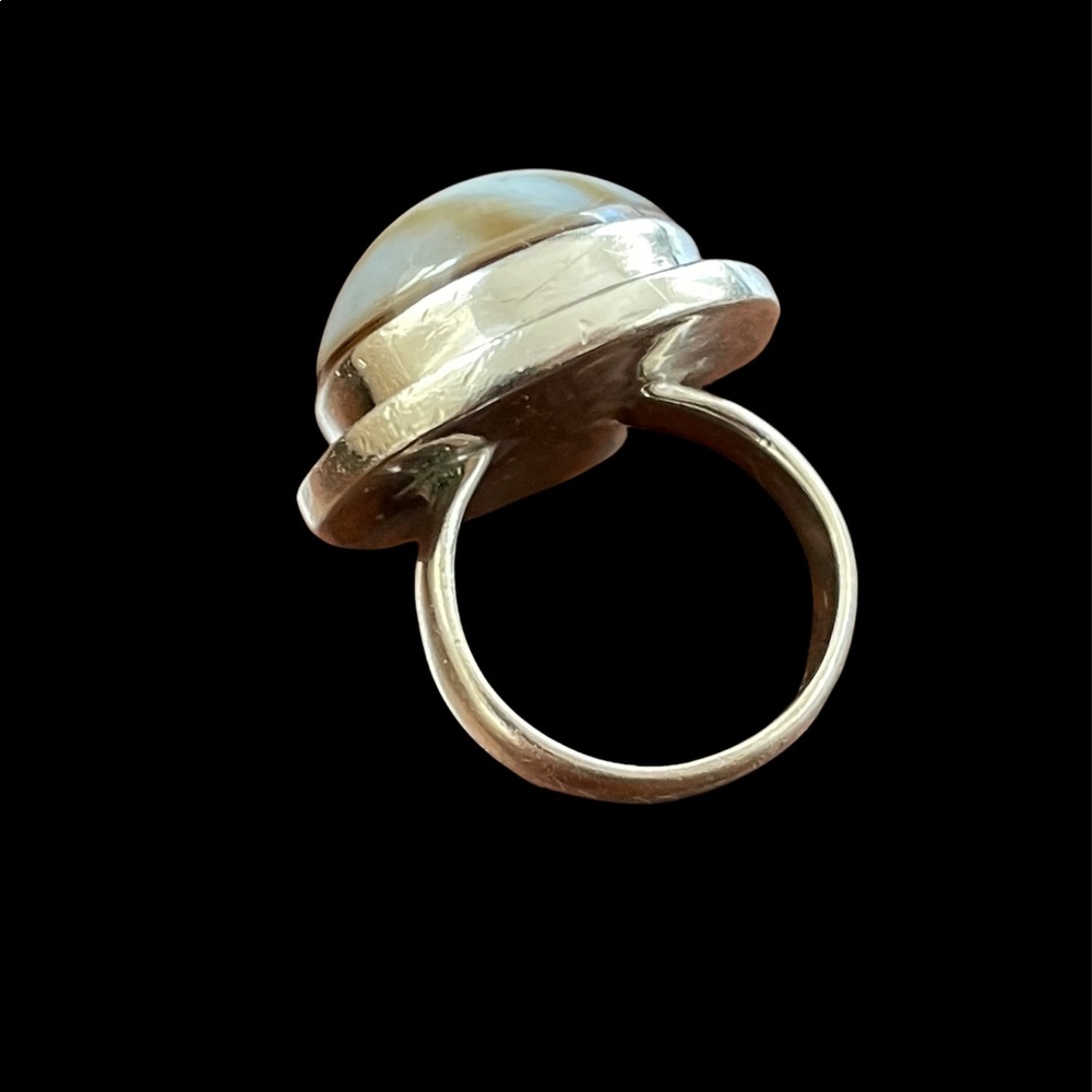 Solid Sterling Silver Agate Size 7.0 Ring - image 6